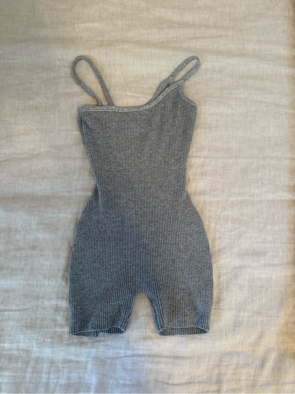 Seamless Ribbed Bodysuit Romper Grey